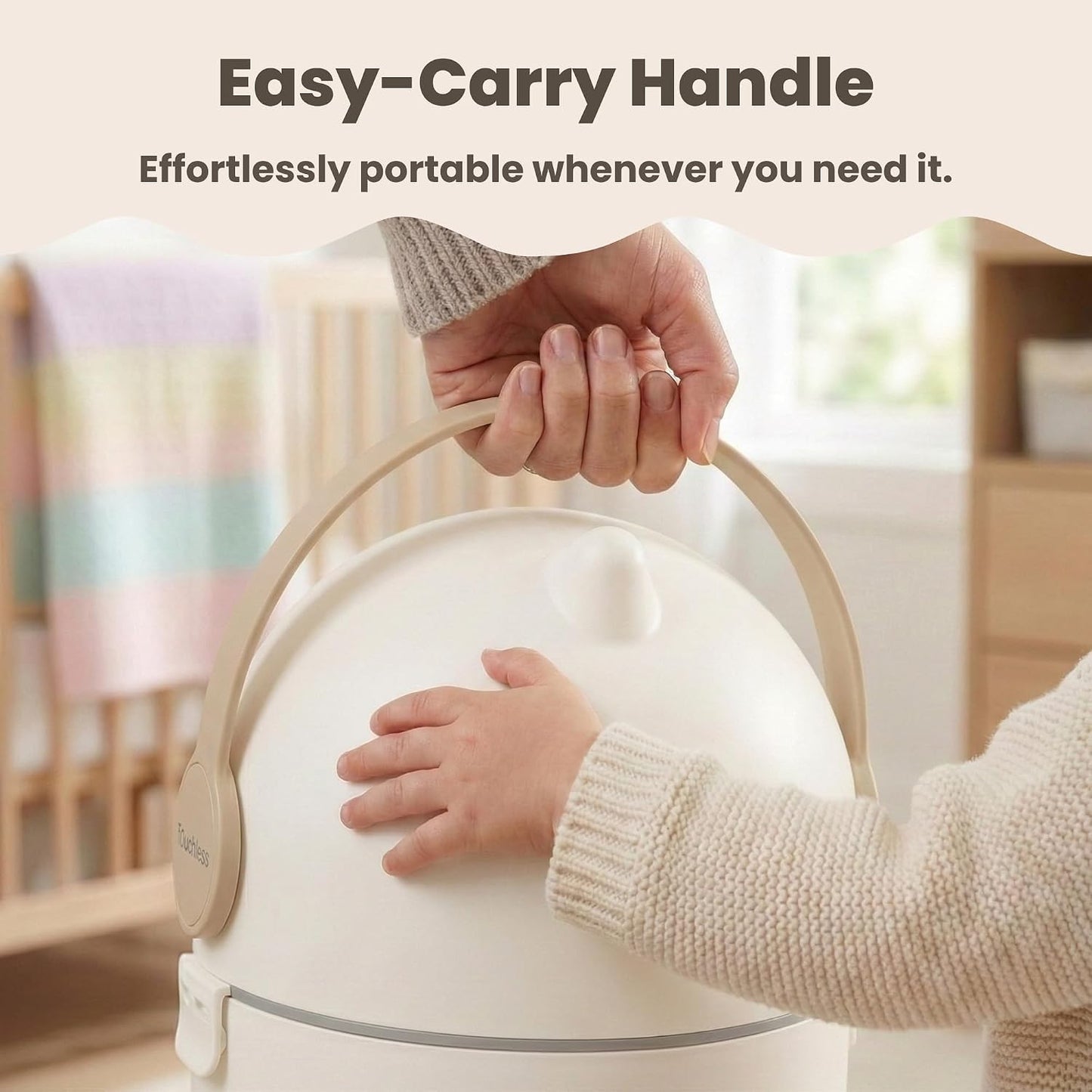 iTouchless 4 Gal Kids Room Wastebasket | Odor-Sealing Bin | Boho Ivory | Rotating Ball Seal Traps Smells | Soft Neutral Accent Color Tone | Flip-Up Handle Opens With A Free Hand Every Single Time