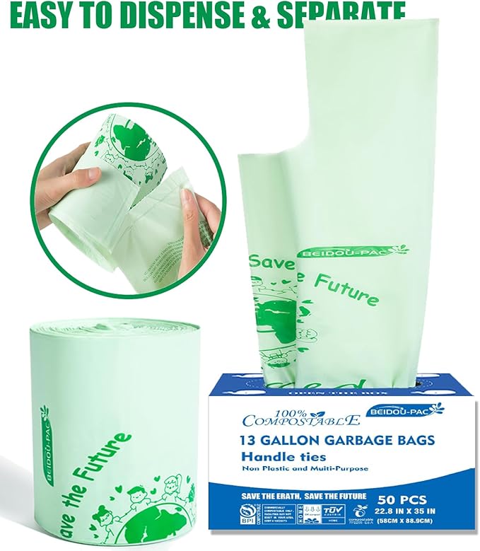 13 Gallon Compostable Tall Kitchen Trash Bags - Image 8