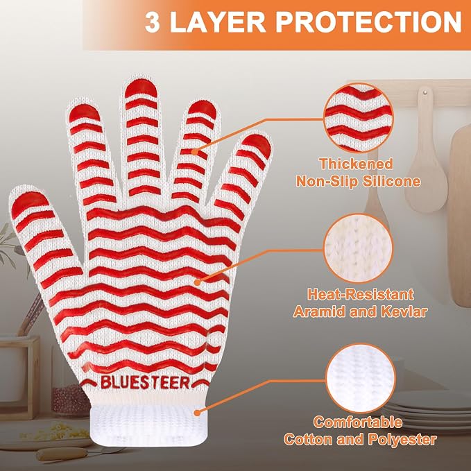 Oven Gloves 932°F Heat Resistant Oven Mitts - Image 3