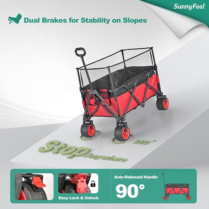 SUNNYFEEL Heavy Duty Collapsible Outdoor Utility Wagon Cart 500LB Capacity - Image 7