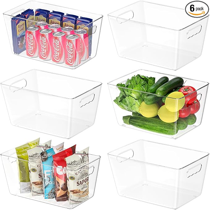 BALEINE Clear Plastic Storage Bins, Pantry Organization, BPA Free Stackable by BALEINE