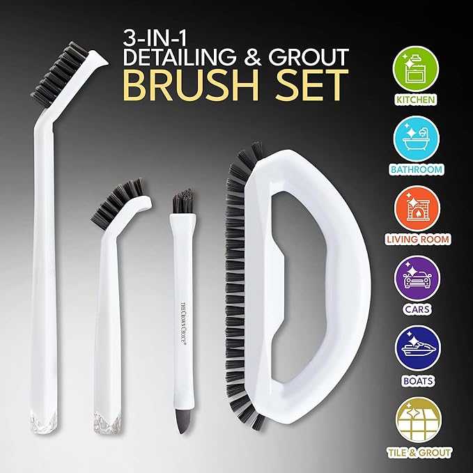 Grout Cleaning Brush Set Heavy Duty Hand Grout Scrub Brush & Detail Cleaning - Image 2