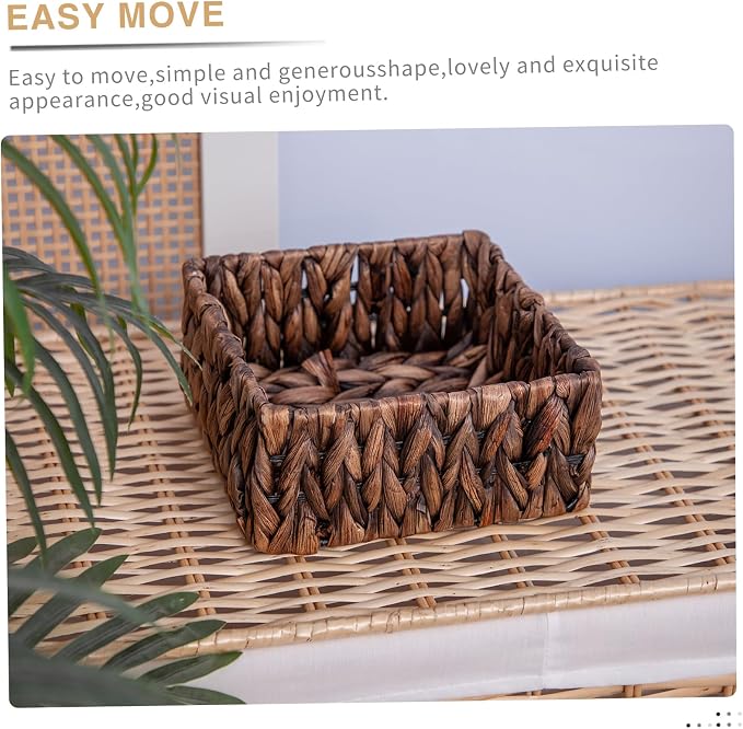 Handwoven Wicker Storage Baskets Set, Natural water hyacinth & Iron Frame | - Image 7
