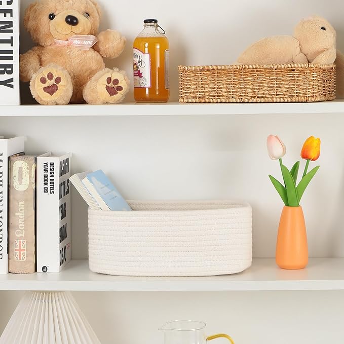 Small Storage Baskets for Organizing | Closet Organizer Bins | Shelf Toy Basket - Image 6