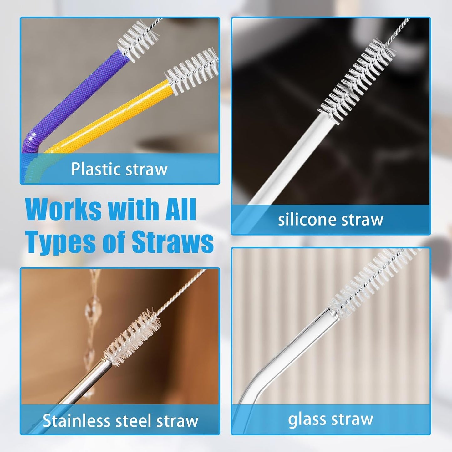 7Pcs 3-in-1 Cup Lid Gap Cleaning Brush & Straw Brush Set, Reusable Metal Straw Cleaner, Multifunctional Bottle Cleaning Kit for Sippy Cups & Water Bottles