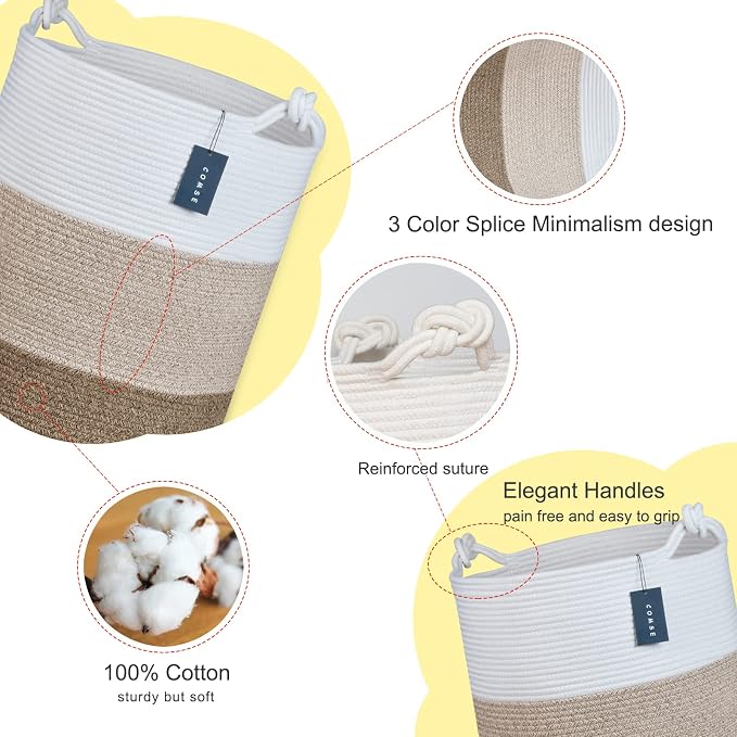 COMSE Extra Large Blanket Basket, Tall Woven Storage Basket, Nursery Hamper - Image 4