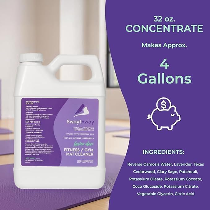 SwaytAway Fitness Mat Cleaner Concentrate – 32oz Lavender Essential Oil Formula - Image 3