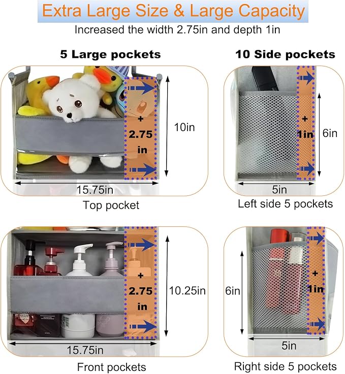 Extra Large Over The Door Organizer Storage 5-Shelves and 10 Side Pockets - Image 2
