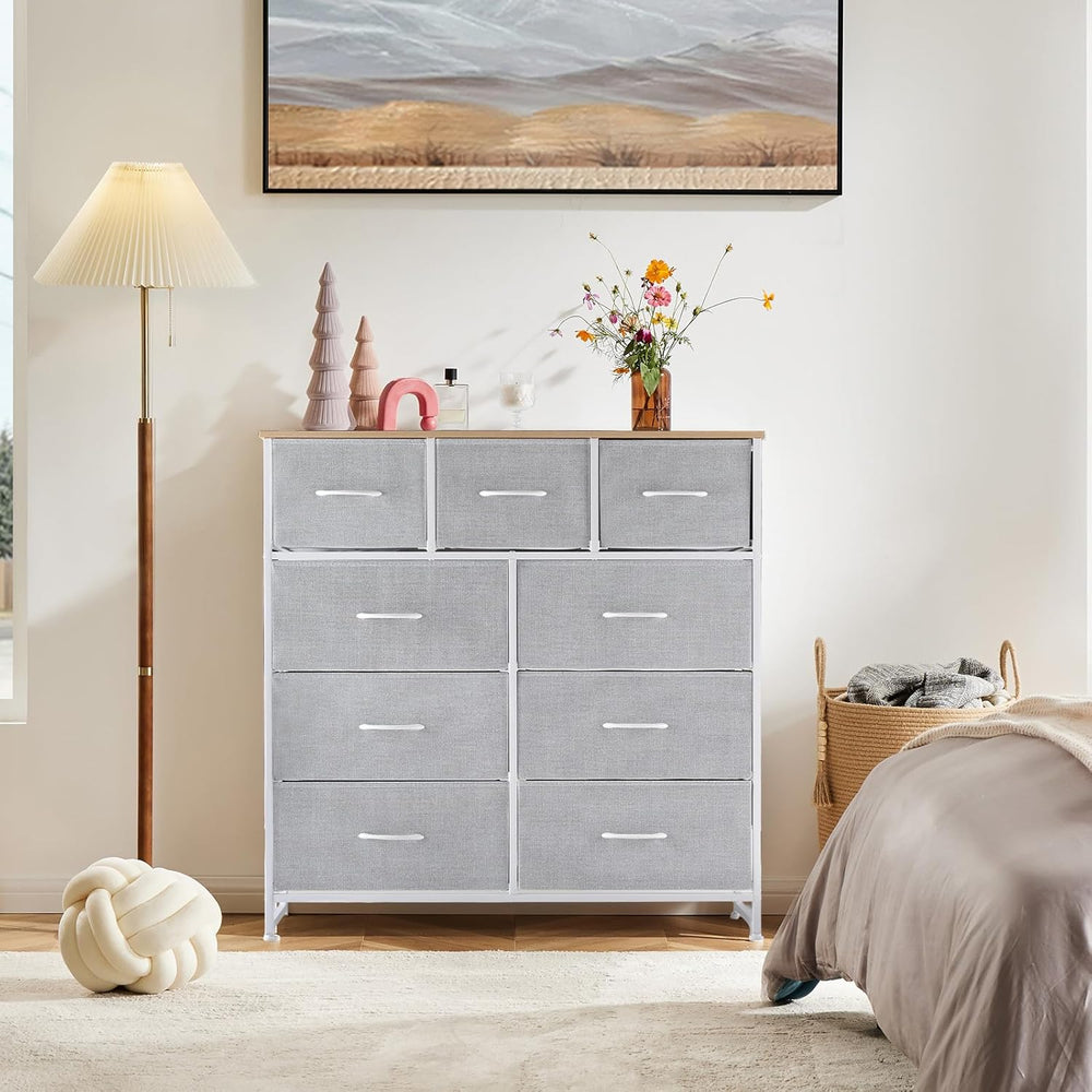 DUMOS 9 Drawer Dresser for Bedroom, Storage Organizer Chest of Drawers