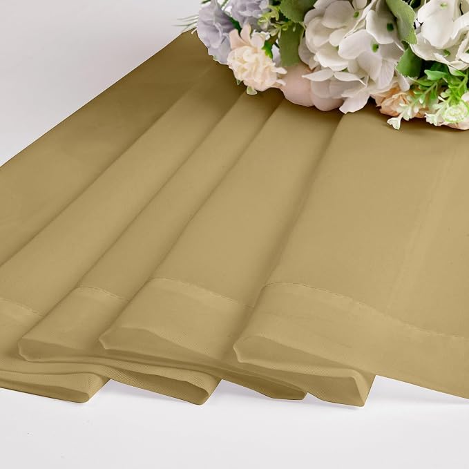 Chyhomenyc Gold Sheer Curtains 63 Inch Length 2 Panels, Rod Pocket Solid Window - Image 7