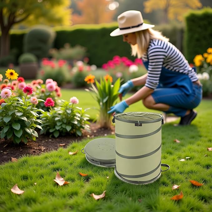 YUDI & GARDEN 45 Gallon Hard Bottom Collapsible Garden Bag｜Collapsible Trash - Image 5