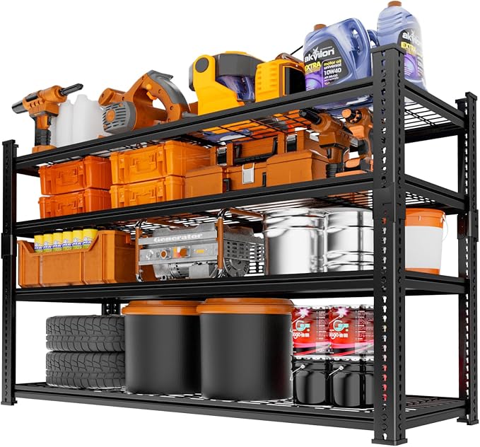 Storage Shelves Heavy Duty, 4-tier Adjustable Metal Industrial Utility Shelf by ROOMTEC