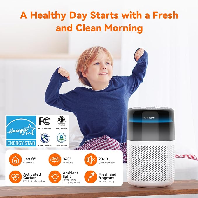 AIRROMI Air Purifier for Bedroom Home, HEPA Filter, Covers Upto 549 Ft² - Image 2