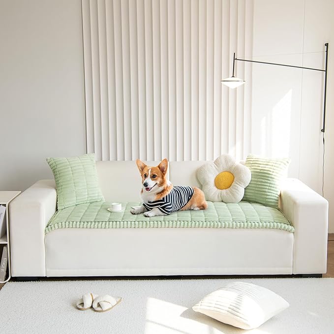 OTOB Couch Cover for Dogs Washable, Non Slip Plush Sofa Covers for 3 Cushion - Image 8
