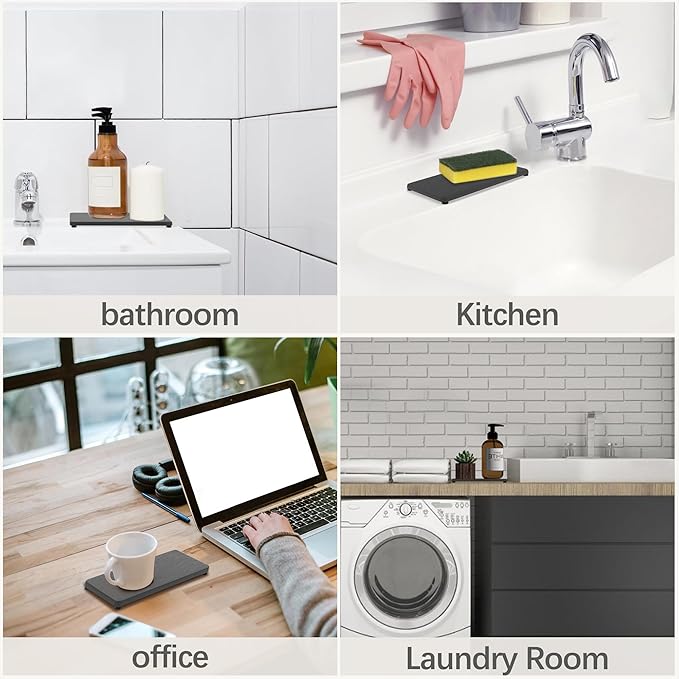 2 Pcs Water Absorbing Stone Trays, Kitchen/Bathroom Sink Soap Dish, Diatomite - Image 7