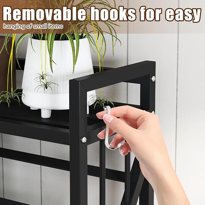 Book Carts 5 Tier 57.7x35.4x9.84 in Rolling Book Cart Large Capacity Bookshelf - Image 5