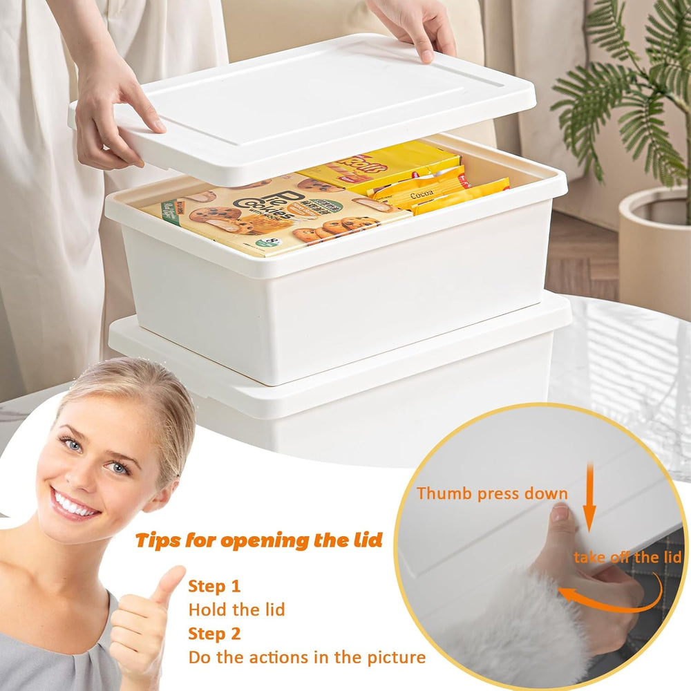 15 Quart Stackable Storage Box with lids, White