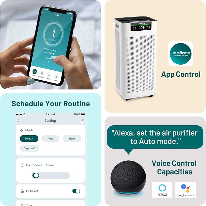Jafända Air Purifier for Home Large Room 3800 ft², APP & Alexa, Ture HEPA - Image 5