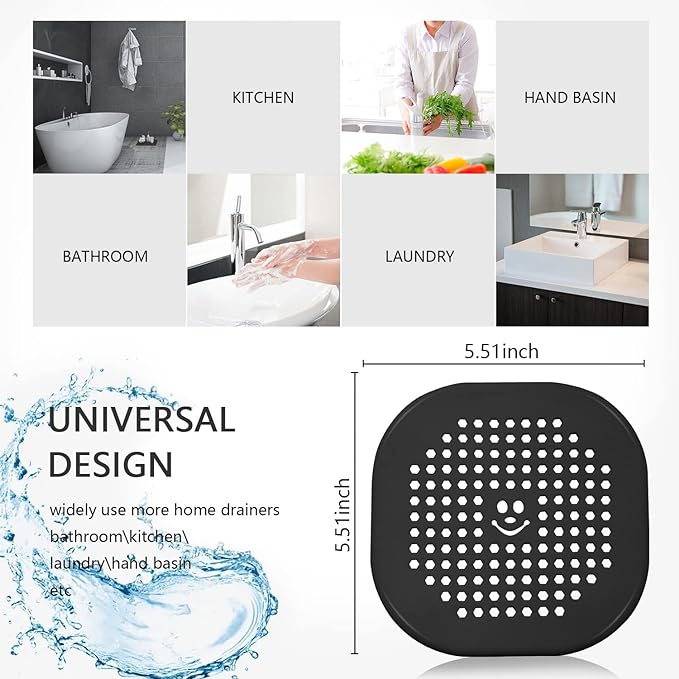 2 Pack Drain Cover Hair Catcher Sturdy Silicone Drain Protector Hair Stopper - Image 5