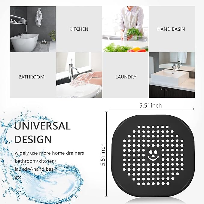 2 Pack Drain Cover Hair Catcher Silicone Drain Protector Hair Stopper - Image 6