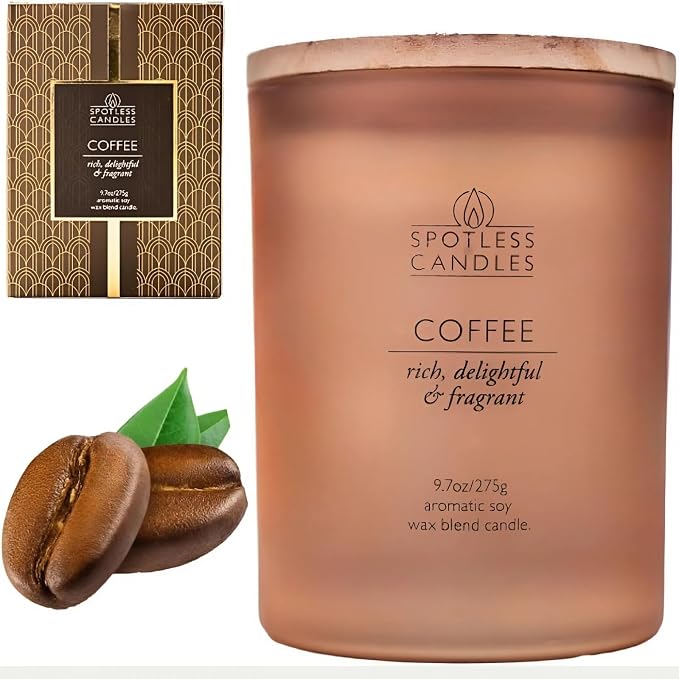 Coffee Candle - 9.7oz Frosted Jar Candles by SpotlessLeopard
