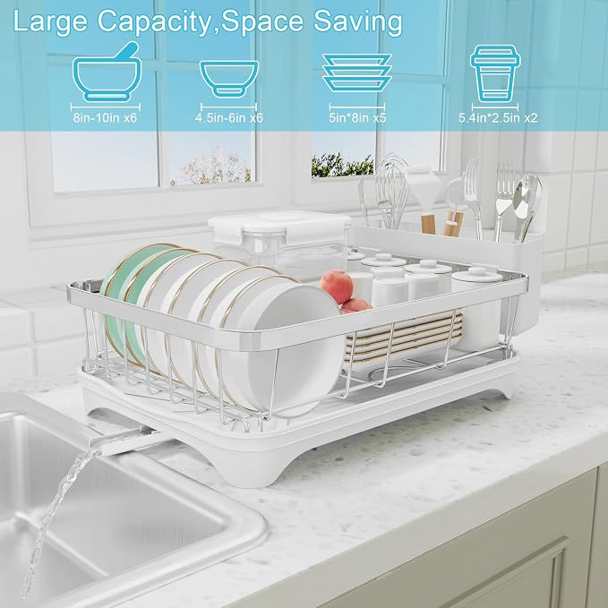 Dish Drying Rack 304 Stainless Steel Dish Racks, Adjustable Spout Auto-Draining - Image 8