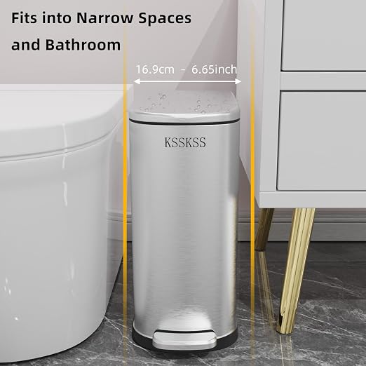 2.6 Gallon Slim Bathroom Trash Can - Image 2