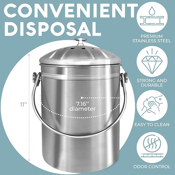 EPICA Countertop Compost Bin Kitchen | 1.3 Gallon | Odorless Composting Bin - Image 2
