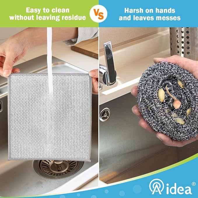AIDEA Non Scratch Wire Dishcloth 24PK, Wire Dishwashing Rag - Image 6