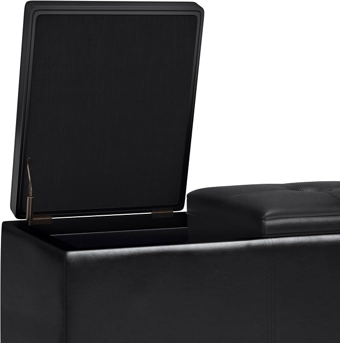 SIMPLIHOME Avalon 42 inch Wide Contemporary Rectangle Tray Storage Ottoman - Image 7
