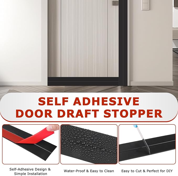 Weather Stripping Self Adhesive Door Draft Stopper Flexible Shower Door Bottom - Image 4