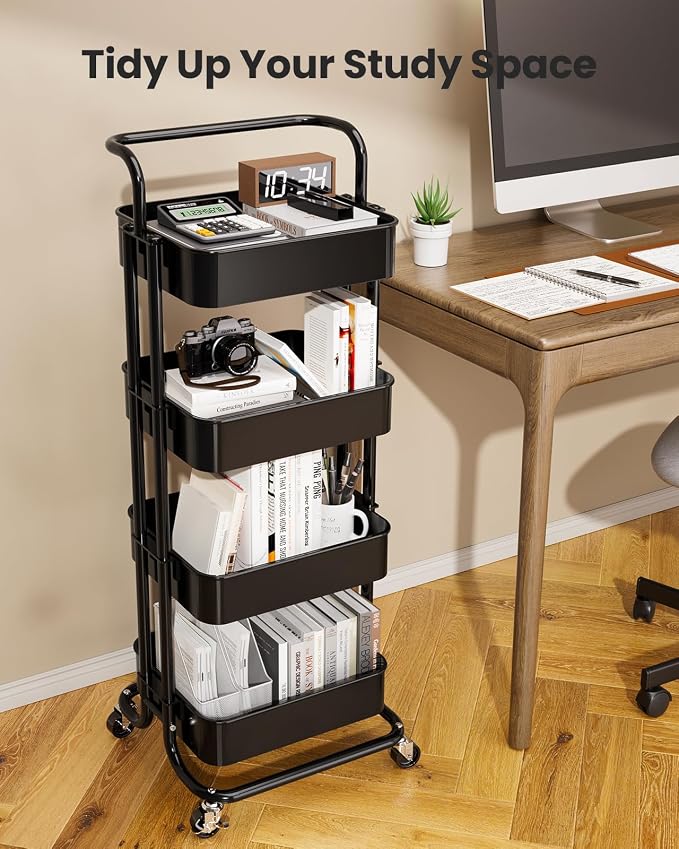 Pipishell 4 Tier Mesh Utility Cart, Rolling Metal Organization Cart - Image 7