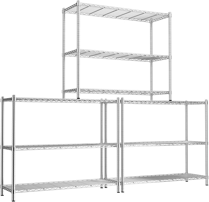 Storage Shelves, 3-Tier Adjustable Metal Industrial Utility Shelf Rack by Unknown