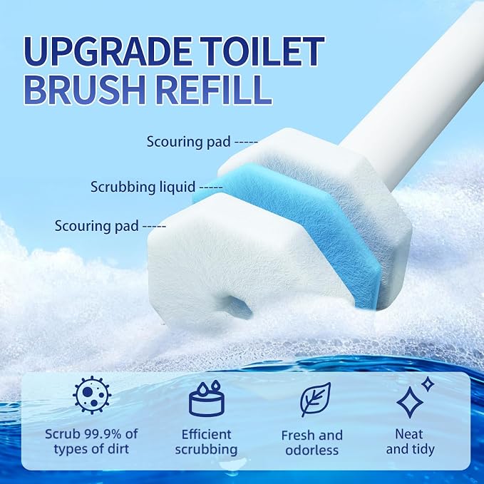 30Pcs Disposable Toilet Wand Refills Easy Cleaning Toilet Bowl Fiber Wand Heads - Image 2