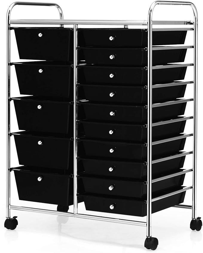 GOFLAME 15-Drawer Rolling Storage Cart, Utility Cart by GOFLAME