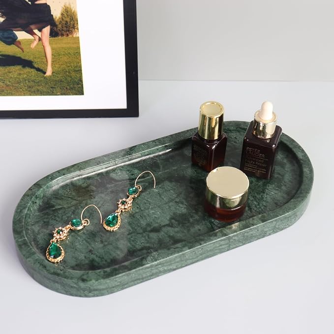 Natural Marble Tray, Oval Vanity Decorative Tray - Image 9