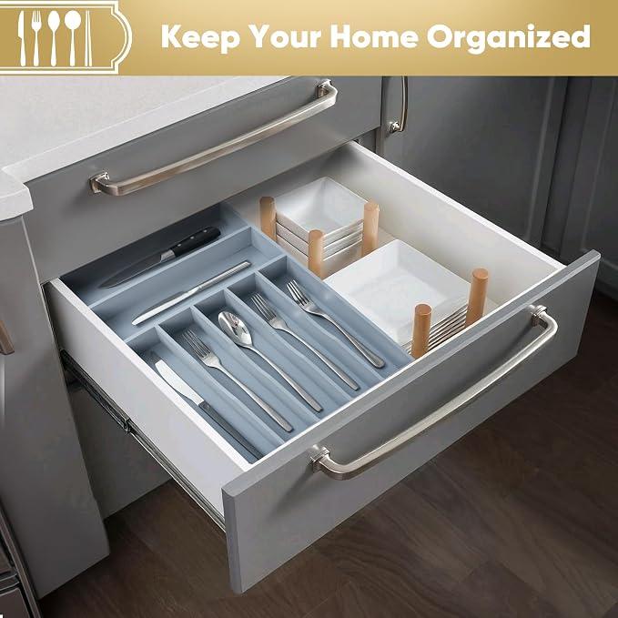 Silverware Organizer, 12.5 Inch Utensil Organizer Kitchen Drawer Organizer - Image 5