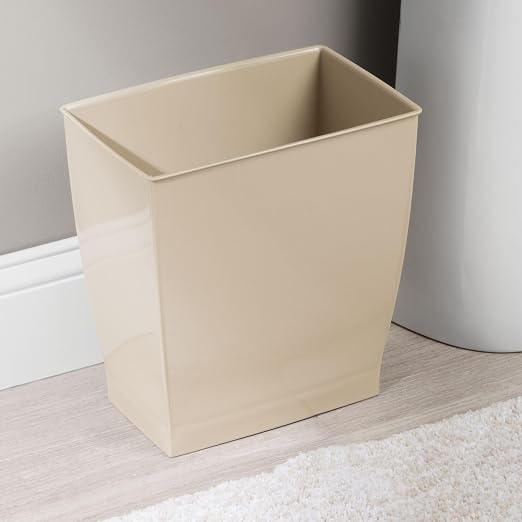iDesign Small Rectangular Bathroom Trash Set of 4-Taupe Brown Waste Can - Image 5