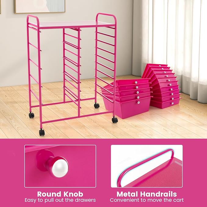 GOFLAME 15-Drawer Rolling Storage Cart, Utility Cart