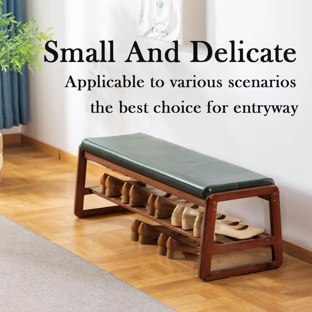 latifolia Shoe Rack Bench, Entryway Bench with Cushion(Green,39.70''L)