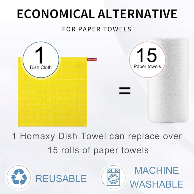 Homaxy 100% Cotton Terry Kitchen Dish Cloths, Ultra Soft and Absorbent Dish - Image 7