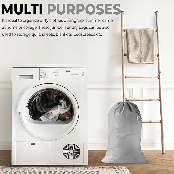 2 Pack - Extra Large Cotton Laundry Bag, Heavy Duty Large Laundry Bags 24 x 36 - Image 3