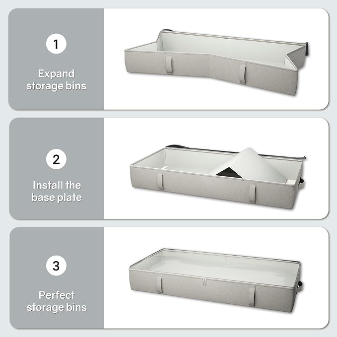 2-Pack Under Bed Storage Containers, 8 Inches Tall Underbed Clothes Storage - Image 8