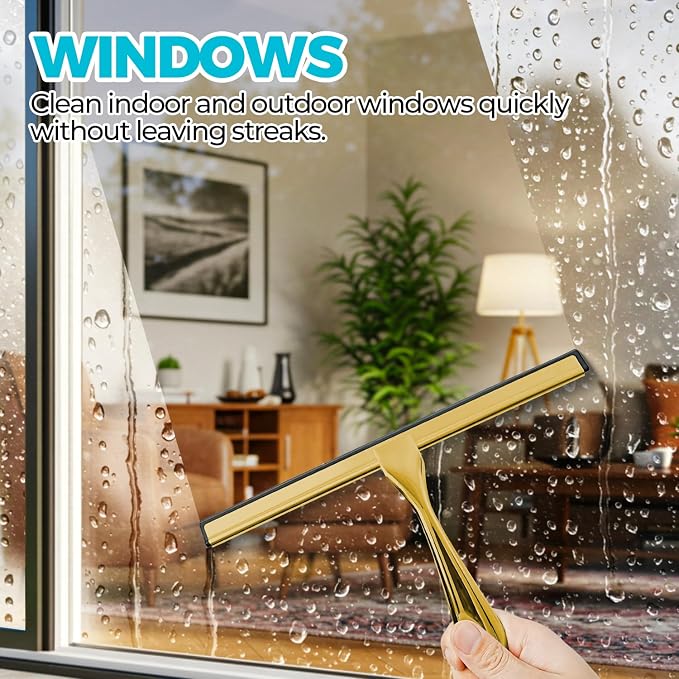 2PACK 12-Inch Golden All-Purpose Shower Squeegee - Image 5