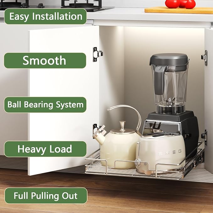 Pull Out Cabinet Organizer 22½" W x 21½" D, Heavy Duty Cabinet Pull Out Shelves - Image 2