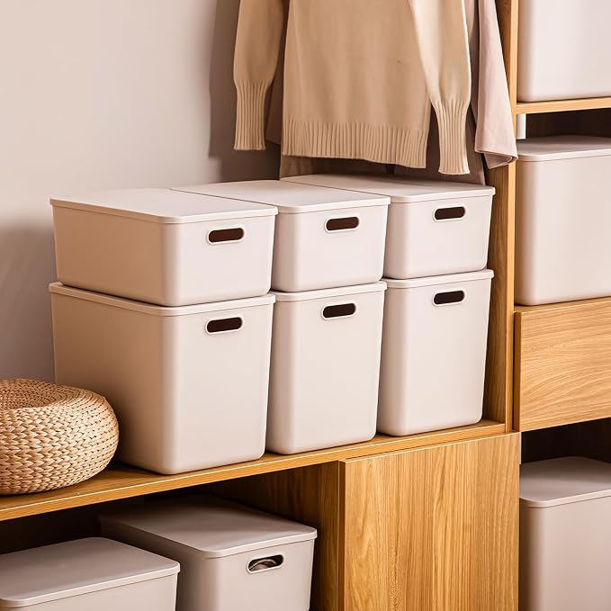 Plastic Storage Bins with lids, Storage Baskets, Container with handle - Image 6