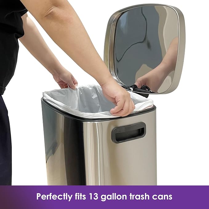 13 Gallon Tall Kichen Trash Bags, Lavender Scented 200 Count Drawstring Garbage - Image 6
