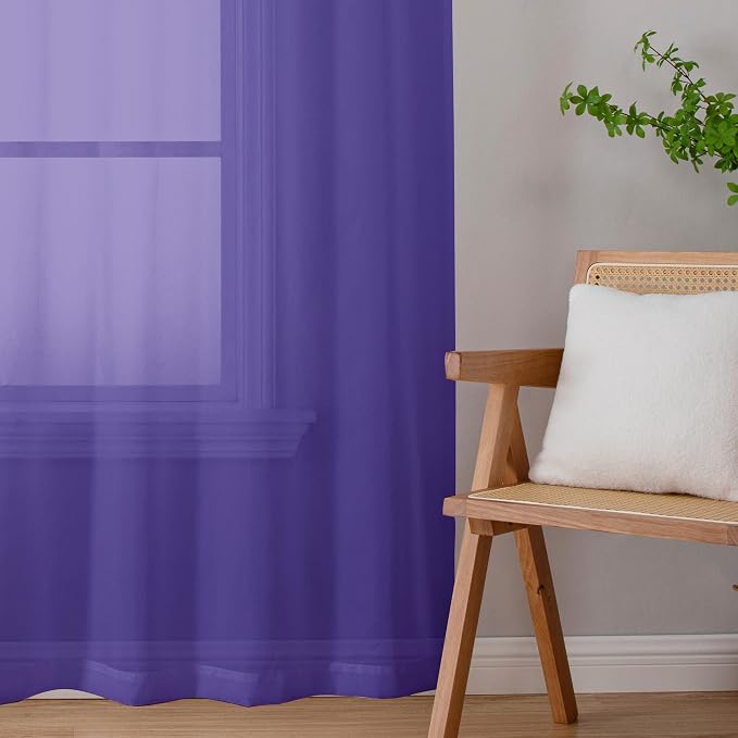Chyhomenyc Purple Sheer Curtains 96 inches Long 2 Panels, Light Filtering Soft - Image 4