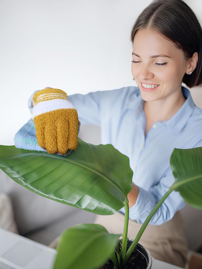 Patelai 3 Pairs Microfiber Plant Dusting Gloves Leaf Cleaning Gloves - Image 2