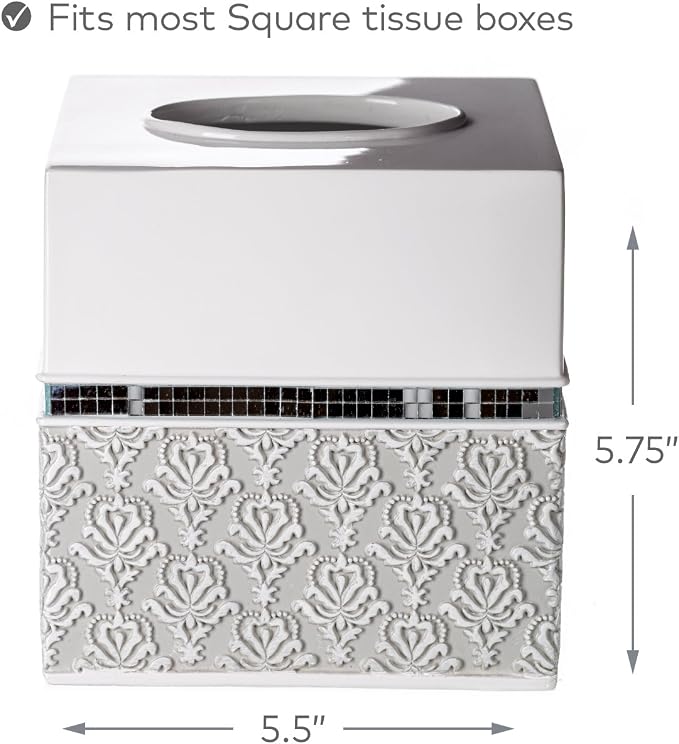 Creative Scents Mirror Damask Square Tissue Box Cover - Image 5